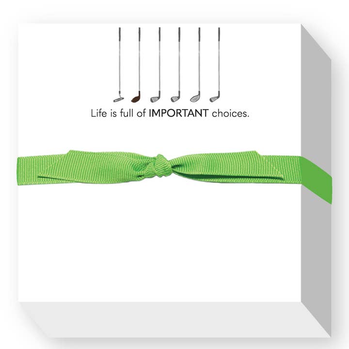 IMPORTANT CHOICES GOLF CHUBBIE NOTEPAD for wholesale by Donovan Designs