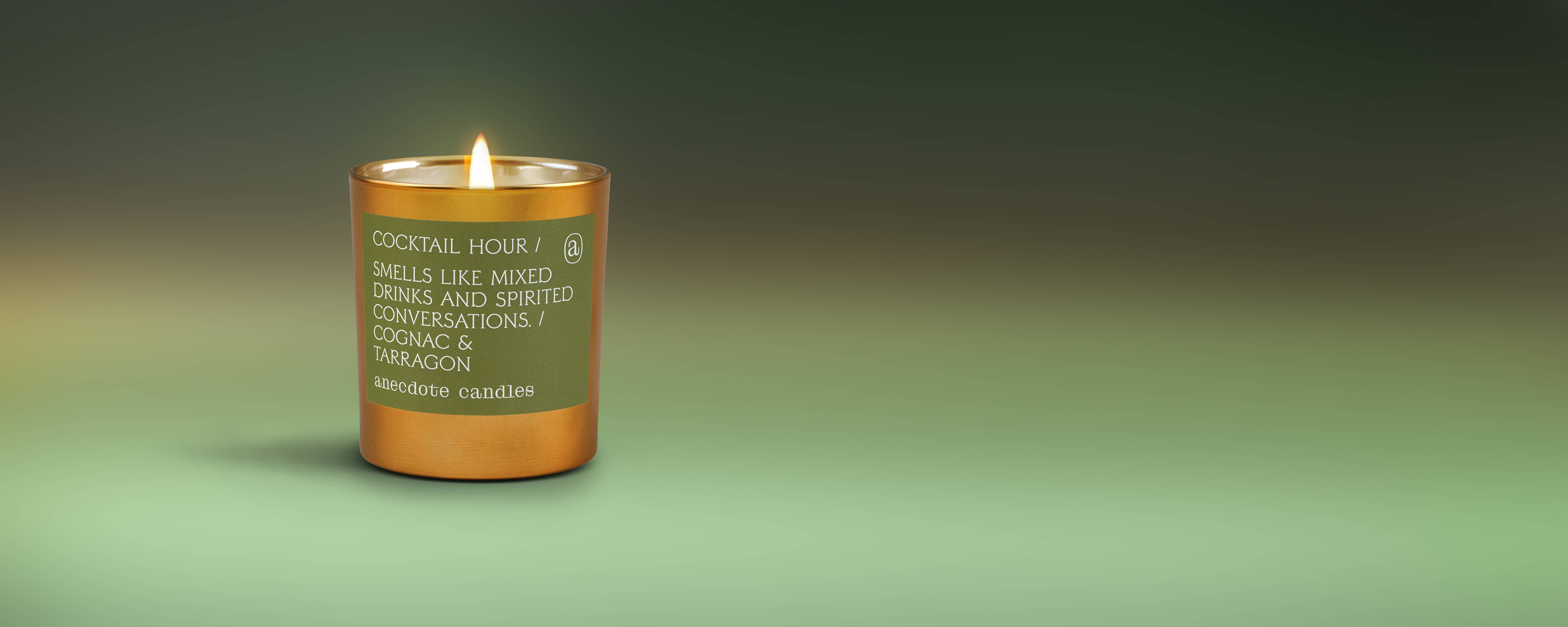 Anecdote Candles - Wholesale Jar/Filled Candle - Cocktail Hour (Cognac & Tarragon) Gold Tumbler Candle2