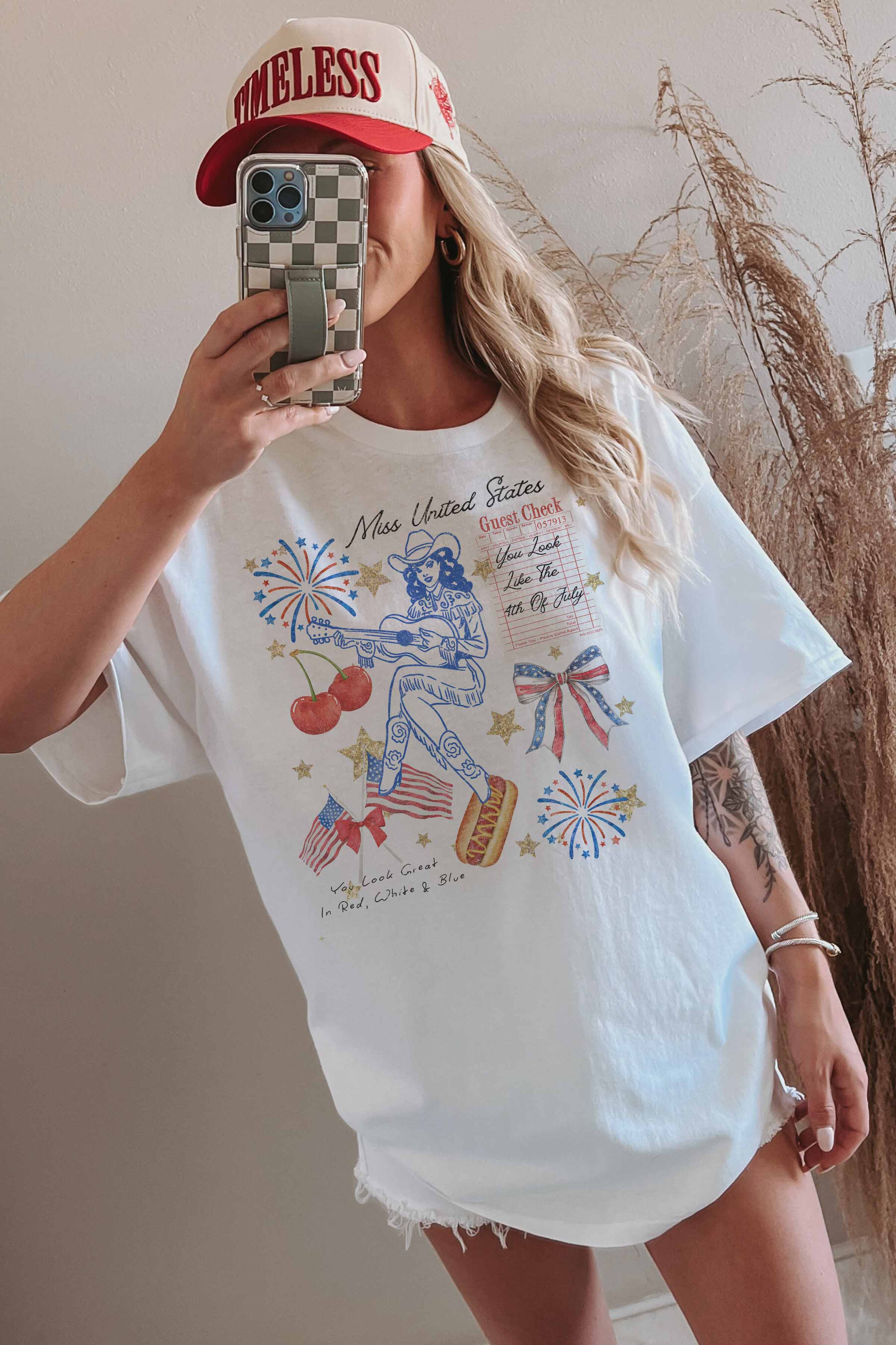 GOOD DAY STREET - Wholesale Screen Printed T-Shirt - Women's - [G1938X-OTS]-MISS UNITED STATES OVERSIZED TEE2