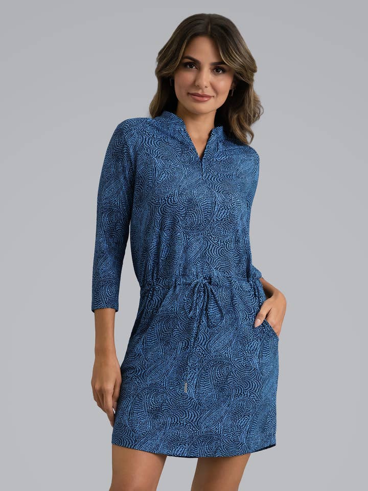 Robe à cordon de serrage à manches 3/4 Stephanie pour la vente par IBKÜL