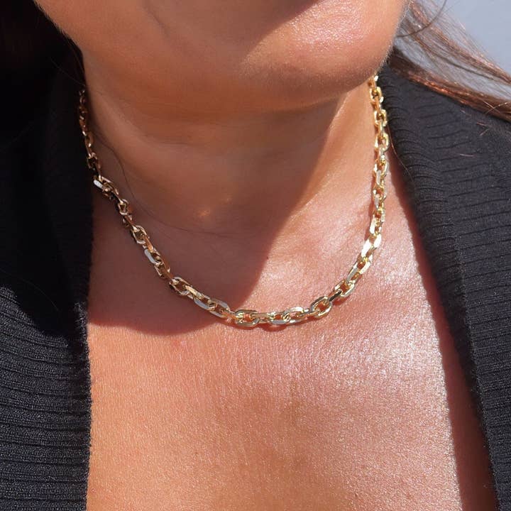 Milie - Wholesale Jewellery set - 18k GF Chunky 6 mm Cable Link Paper Clip Set2