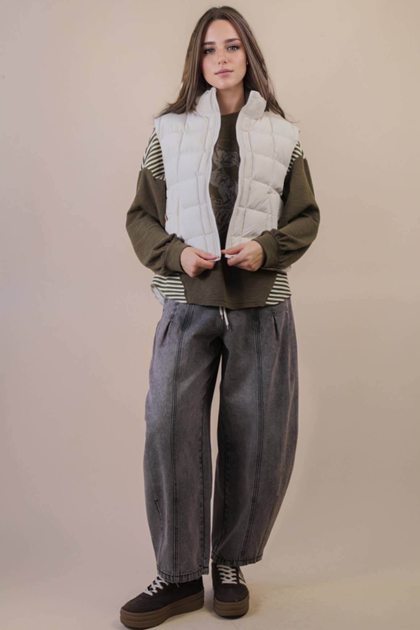 VERY J - Wholesale Outerwear Vest - Women's - NJ90282-Solid & Leopard Puffer Padded Warm Vest7