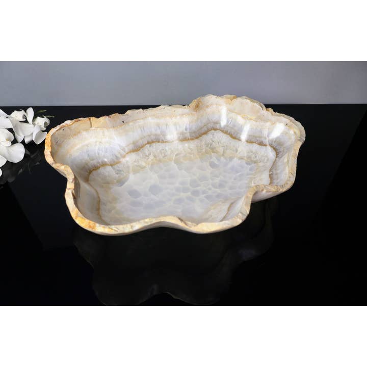 OnyxBowl - Wholesale Decorative Plate/Dish/Bowl - Natural Edge Handcrafted Decorative Stone Bowl from Mexico1