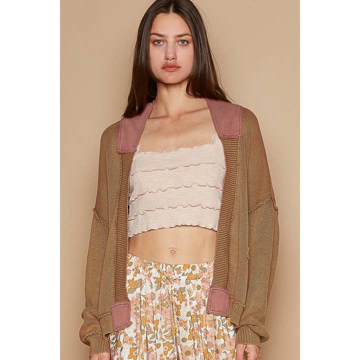 Relaxed Fit Long Sleeve Cardigan Top in Cotton Sweater with for wholesale by Apolline