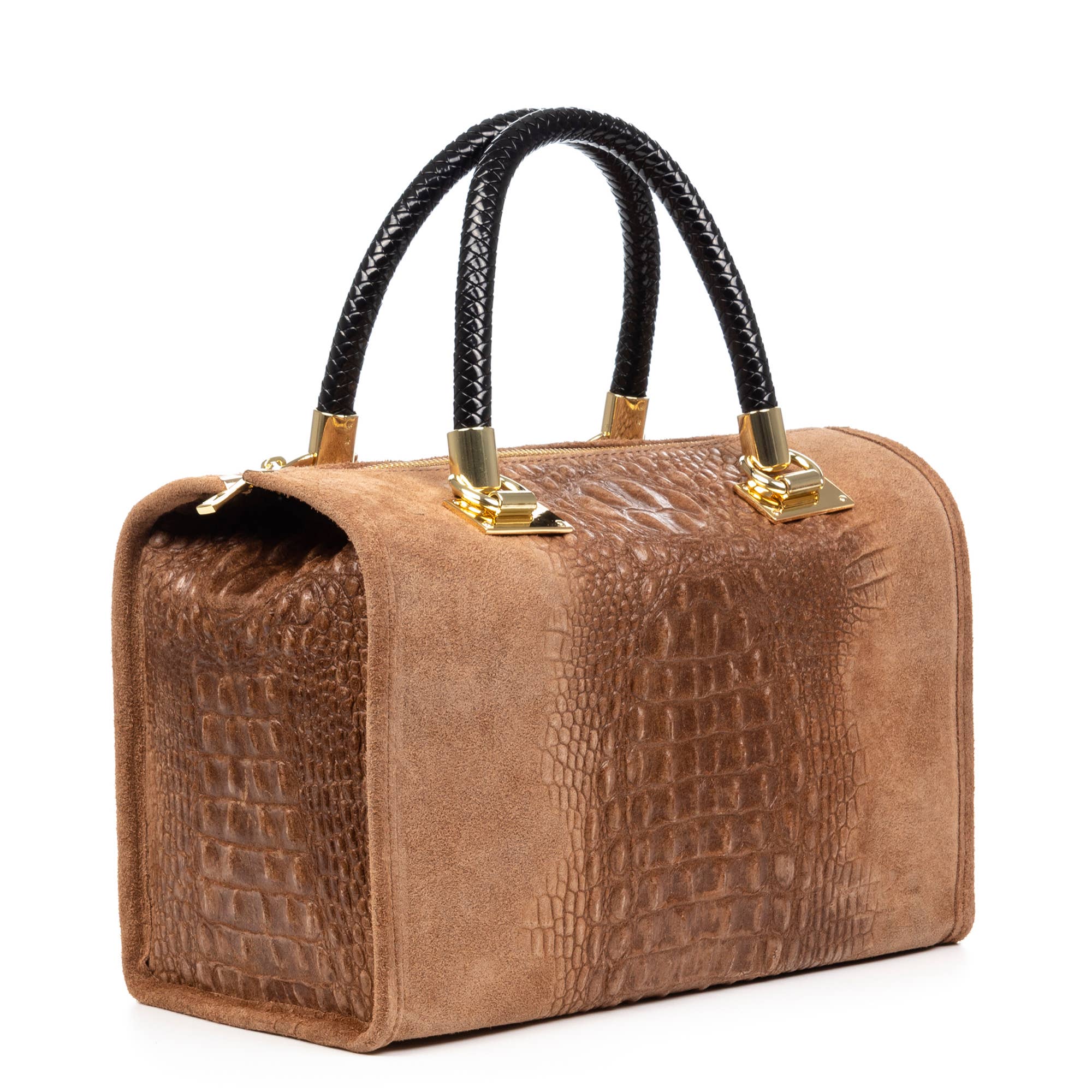 FIRENZE ARTEGIANI - Wholesale Top Handle Bag - Women's - Anacapri Women's Tote Bag. Genuine Suede Crocodile Leather.1