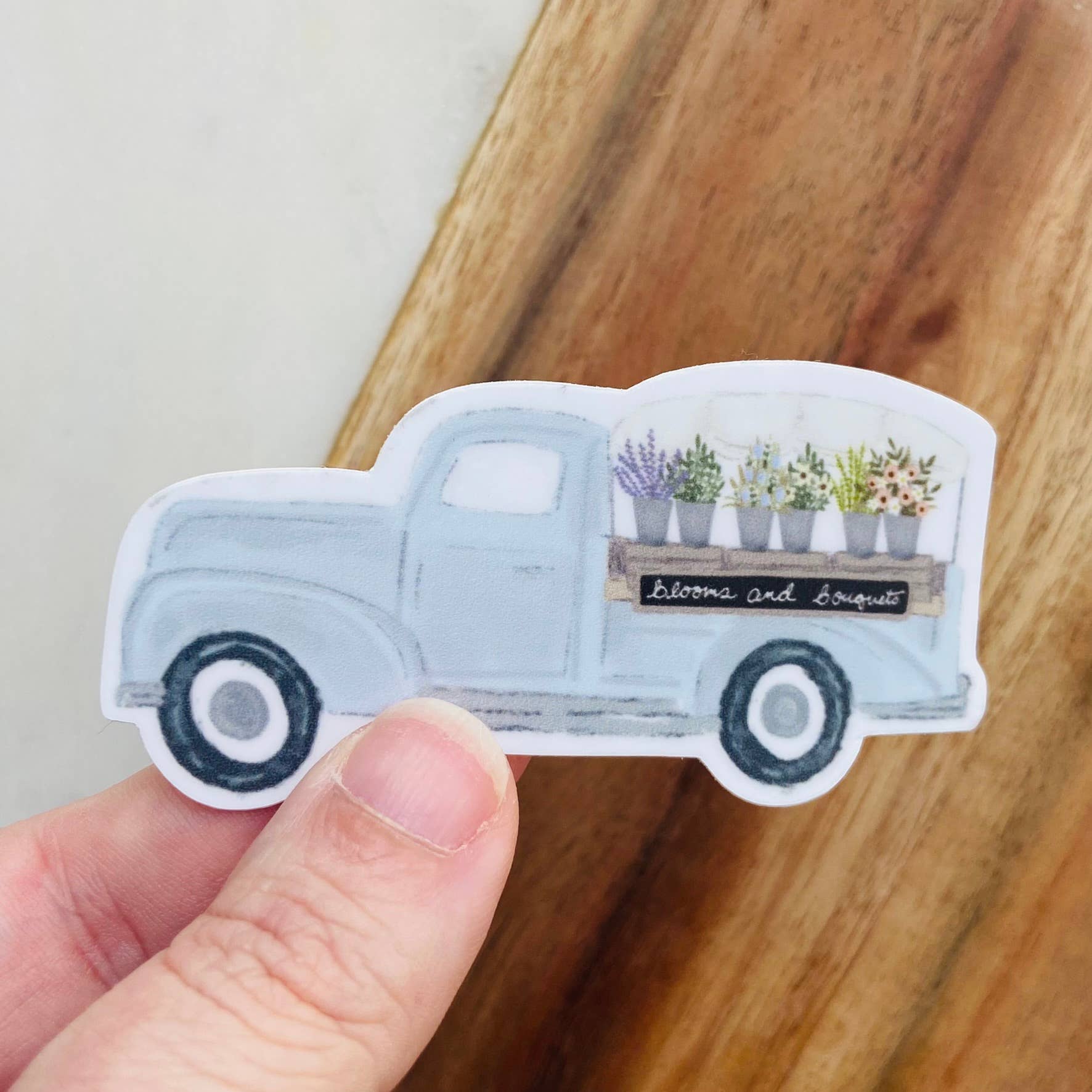 Makerie Day - Wholesale Sticker - Vintage Blue Flower Truck Sticker0
