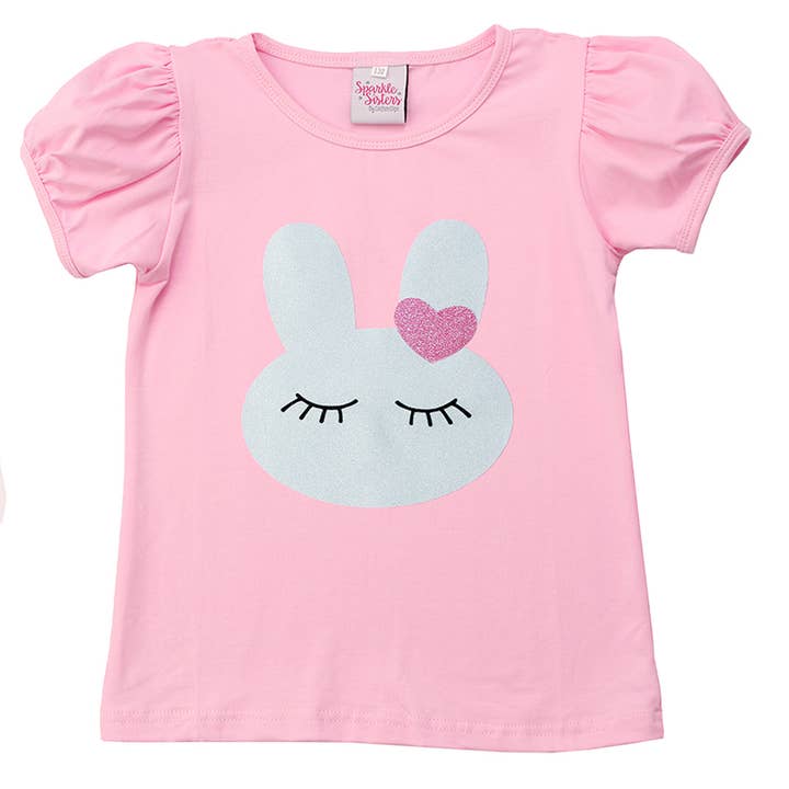 Love Bunny on Puff sleeve Tee for wholesale by Sparkle Sisters by Couture Clips