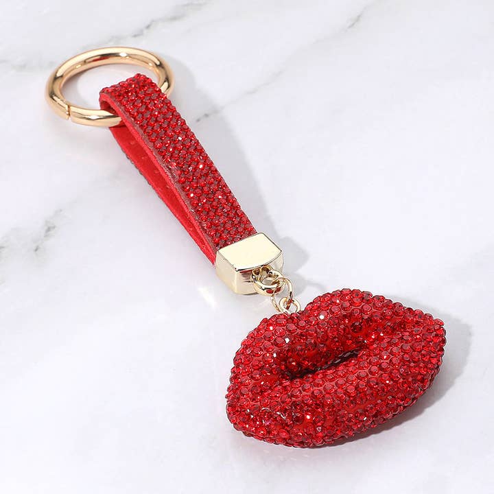 Sensibling Corp. - Wholesale Keychain - Women's - Bling Studded Lips Keychain / Bag Charm3