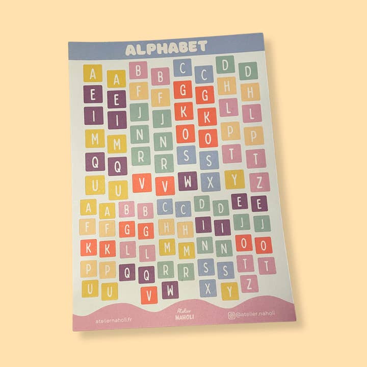 Planche de stickers papier - alphabet - A5 pour la vente par Atelier Naholi