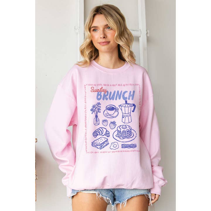 ZONDAG BRUNCH Oversized Grafische Sweater voor wholesale door BLUME & CO.