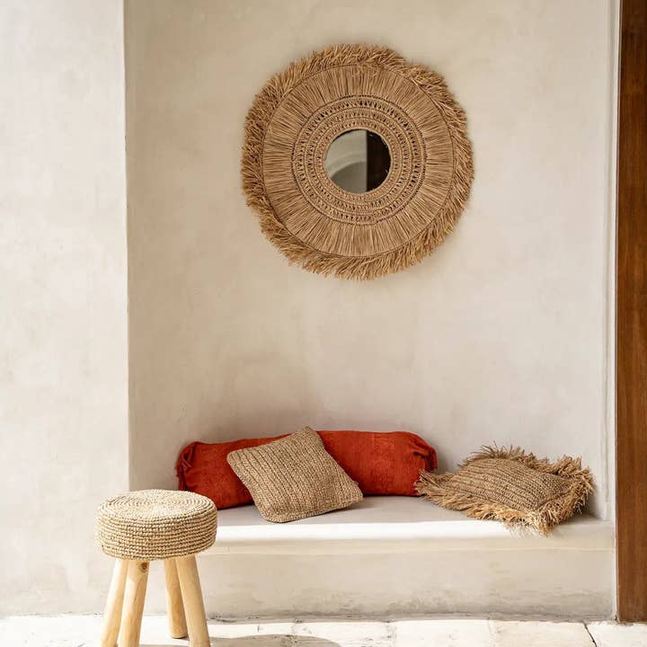 Bazar Bizar Living - Wholesale Throw pillow cover - The Raffia Flores Cushion Cover Square - Natural - 40x4010