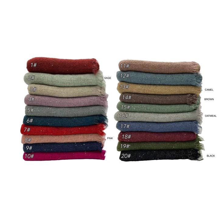 GLITTER EDGE FRINGE BLANKET OBLONG SCARF, LVSC 103 for wholesale by JOIA ACCESSORIES
