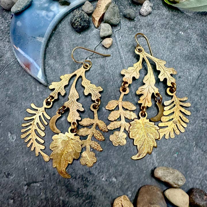 The Sunstone on Main - Vendita all'ingrosso Orecchini pendenti - Orecchini Luna del Raccolto - Ottone Massiccio Martellato Fatto a Mano3