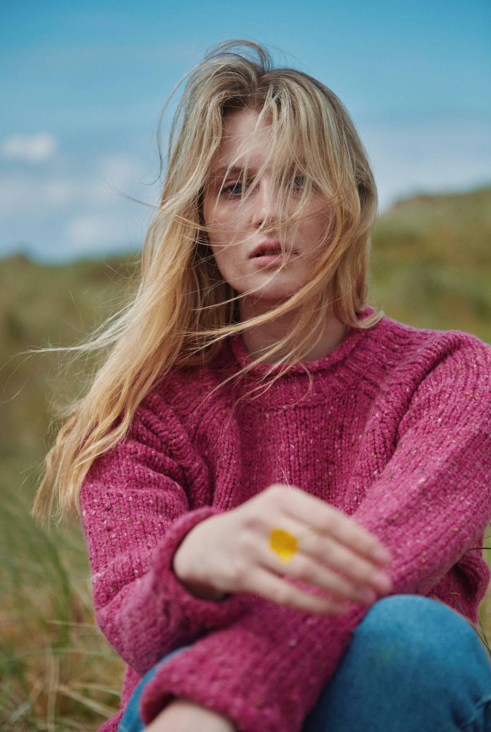 Aran Woollen Mills - Wholesale Knit Sweater - Women's - Brackloon Tweed Roll Neck Ladies Sweater - Pink