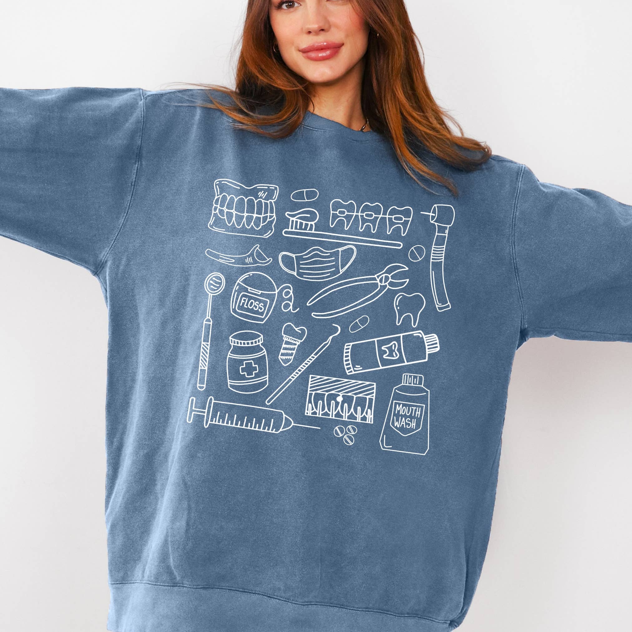 Meg Ann Co. - Wholesale Graphic Sweatshirt - Women's - Dental Doodles Crewneck1