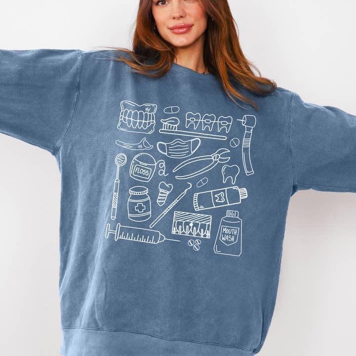 Meg Ann Co. - Wholesale Graphic Sweatshirt - Women's - Dental Doodles Crewneck1