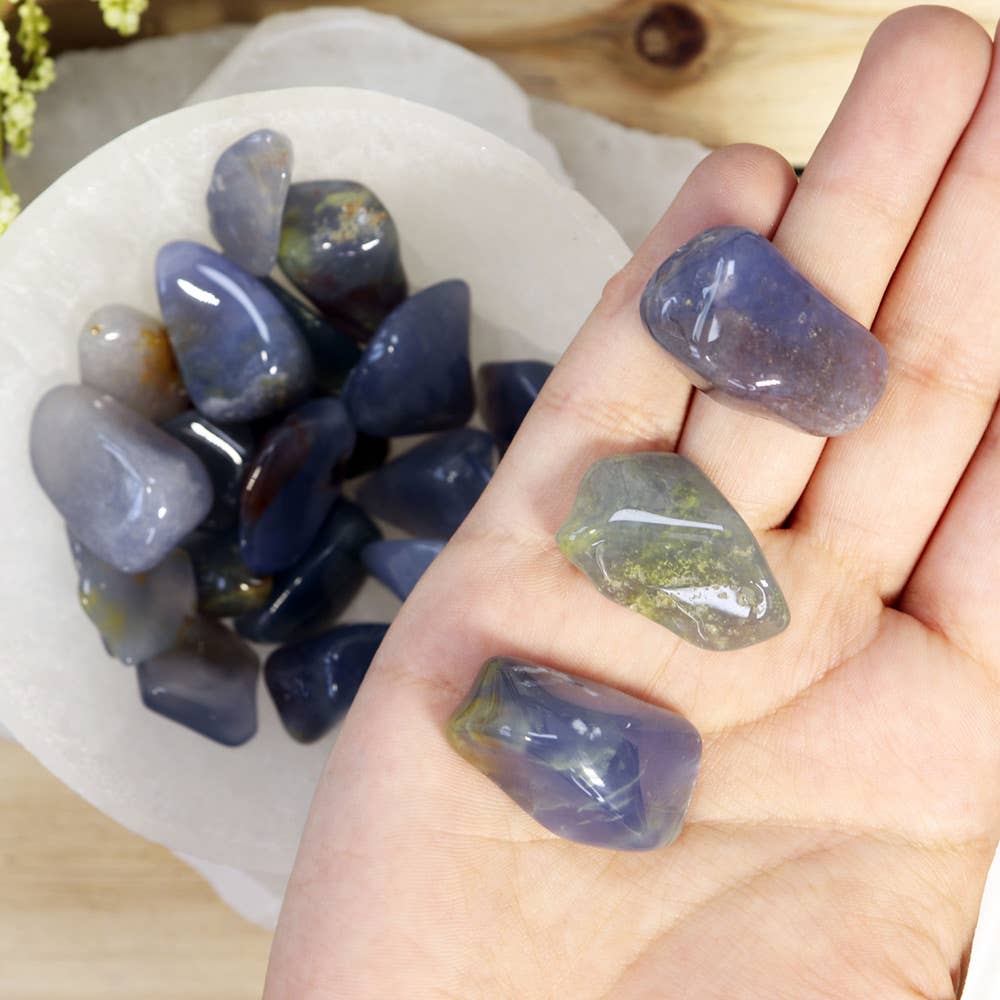 Natures Artifacts Inc - Wholesale Spiritual Stone/Crystal - 1/4 lb Blue Chalcedony Tumbled Stones | Blue Chalcedony2