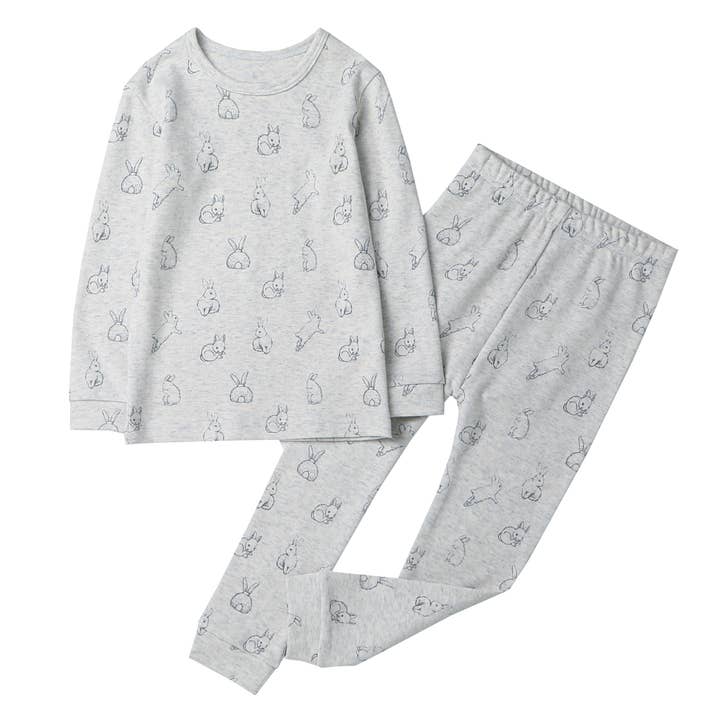 Vastmedic – Großhandel Schlafanzug-Set – Kinder – Owlivia 2-teiliges Pyjama-Set aus Bio-Baumwolle — Graue Hasen