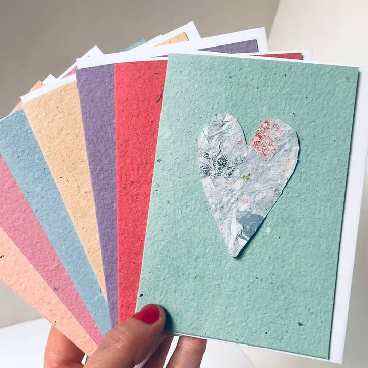 Atelier By Cat - Wholesale Love Card - mini Magazine Heart Handmade Cards, Eco Friendly Paper Cards