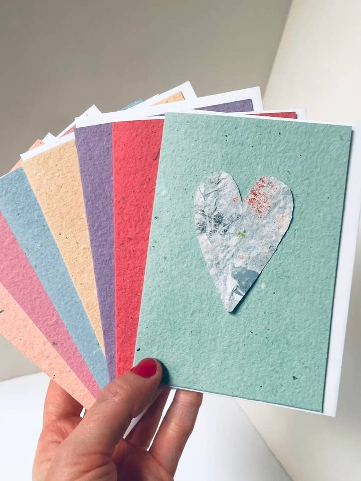 mini Magazine Heart Handmade Cards, Eco Friendly Paper Cards for wholesale by Atelier By Cat