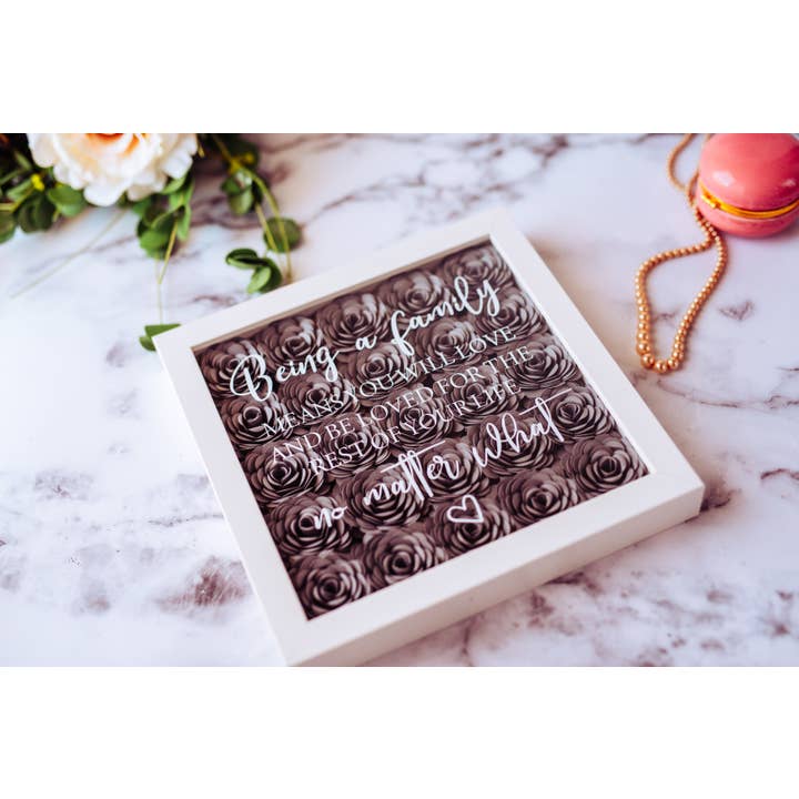 The Scarlett Butterfly - Wholesale Sign - Family Wall Hanging Handmade Paper Flower Shadow Box1