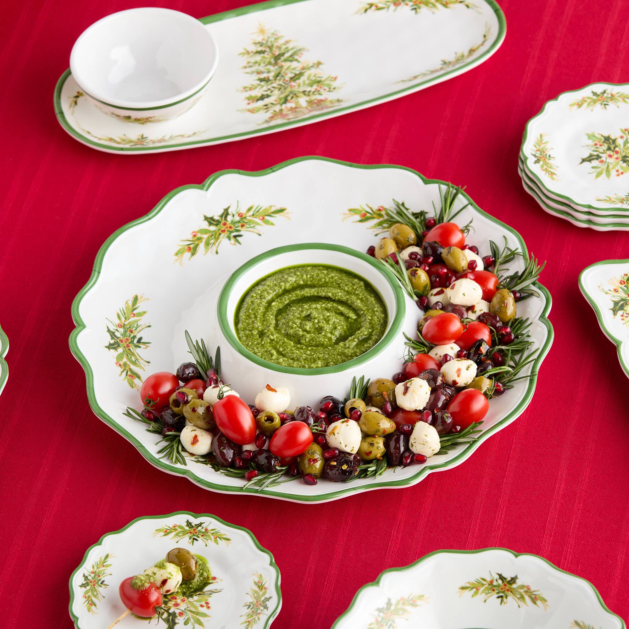 Certified International - Wholesale Appetizer Serveware - Holly Tree Chip and Dip 14.5in0