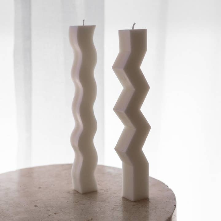 Zigzag and Wavy Pillar Candle for wholesale by La Mèche