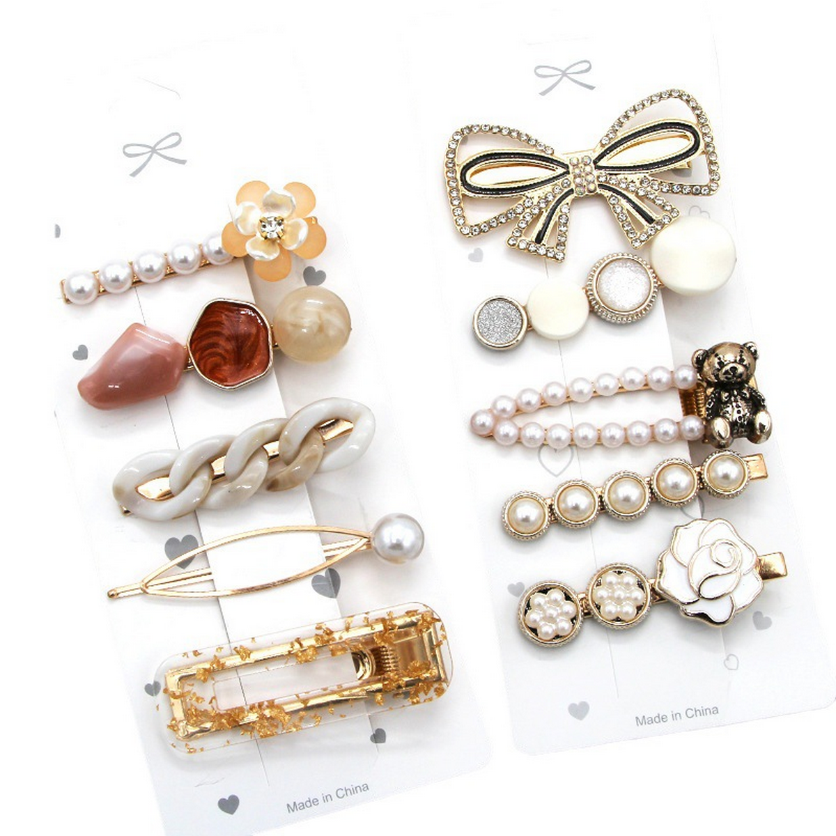 ACCITY - Wholesale Hair Clip - Women's - Rhinestone Pearl Hair Clip Set-Elegant Side Pin _CWASC0349650