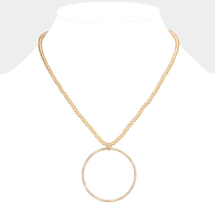 Sensibling Corp. - Vendita all'ingrosso Collana con ciondolo/pendaglio - Collana con perline sfaccettate con pendente a cerchio in metallo aperto2