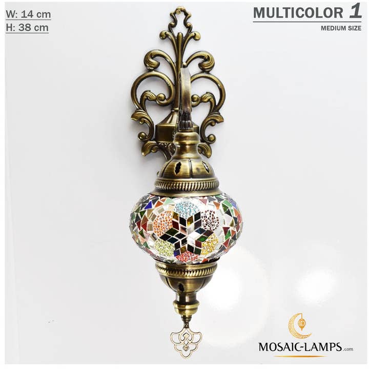 Mosaic Lamps - Wholesale Sconce - Turkish Mosaic Single Medium Globe Wall Lamp, Traditional Moroccan Vintage Ceiling Sconce, Handmade Marrakech Bedroom Living Room Wall Lights7