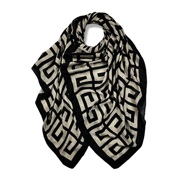 Maze print lightweight scarf for wholesale by London Scarves