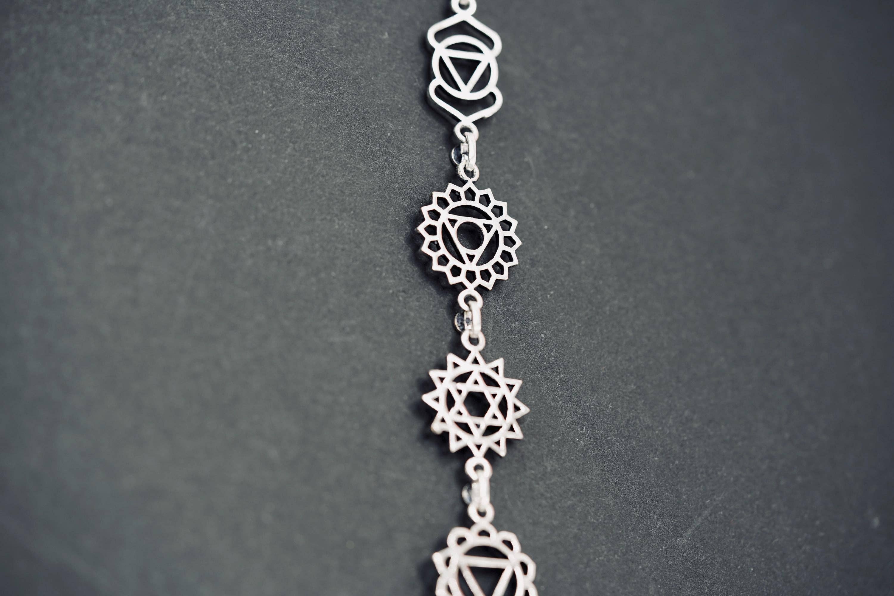 Kaali Boutique – wholesale Pendant/charm necklace – Silver Chakras Necklace with Stainless Steel Chain2