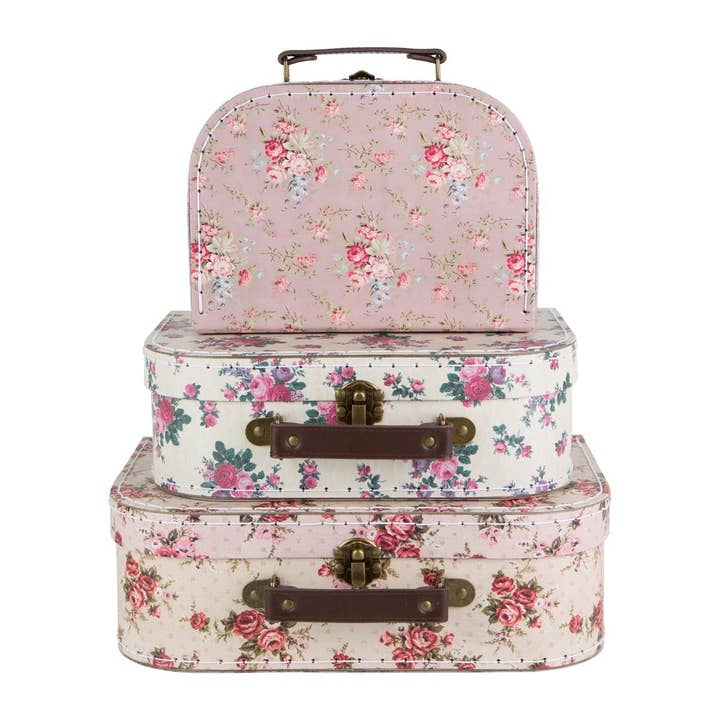 Vintage Rose Suitcases - Set of 3 for wholesale by Sass and Belle
