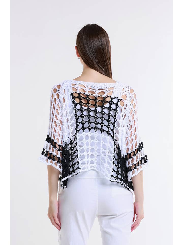 TINA Stephens Italy/Tees By Tina - Wholesale Knit Sweater - Women's - Doris Ballet Slv 2 Tone Square Knit (BQ906)