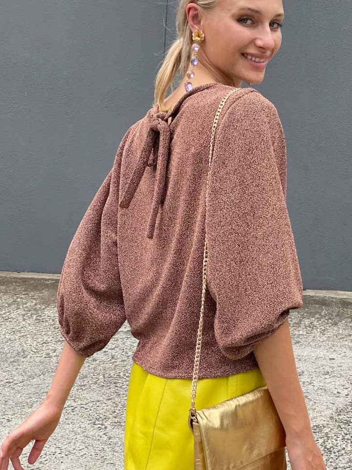 Hoss Bronze Lurex Glam Topp för wholesale av HOSS