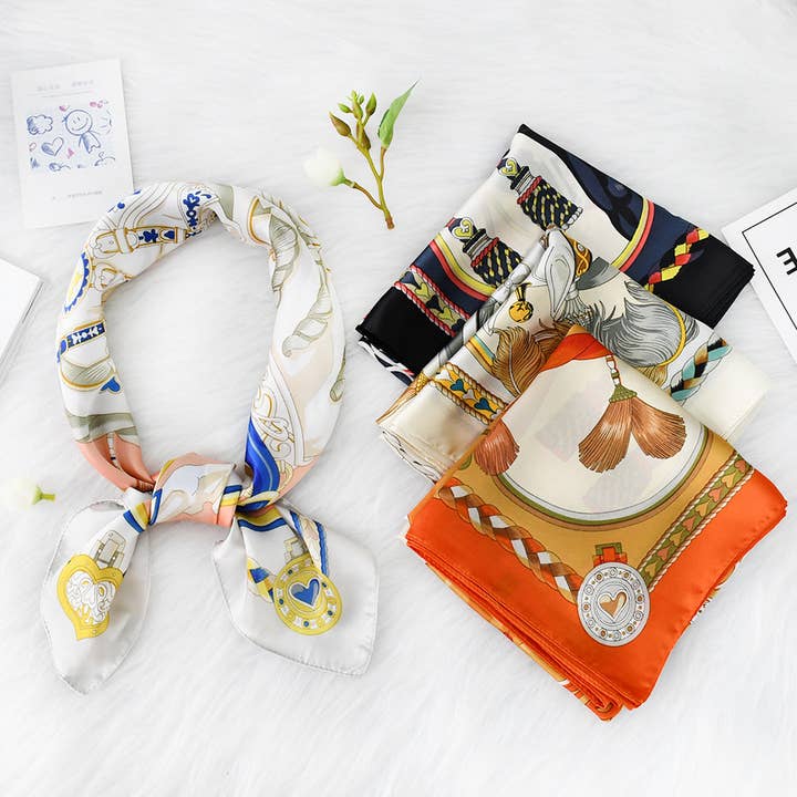 70cm Vintage Horse Print Satin Square Scarf_CWASC1151 for wholesale by ACCITY