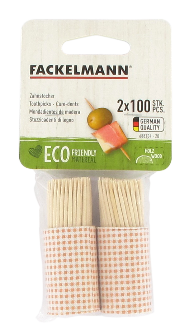 Fackelmann - Wholesale Toothpick - Set of 2 barrels of 100 wooden toothpicks Wood Edition0