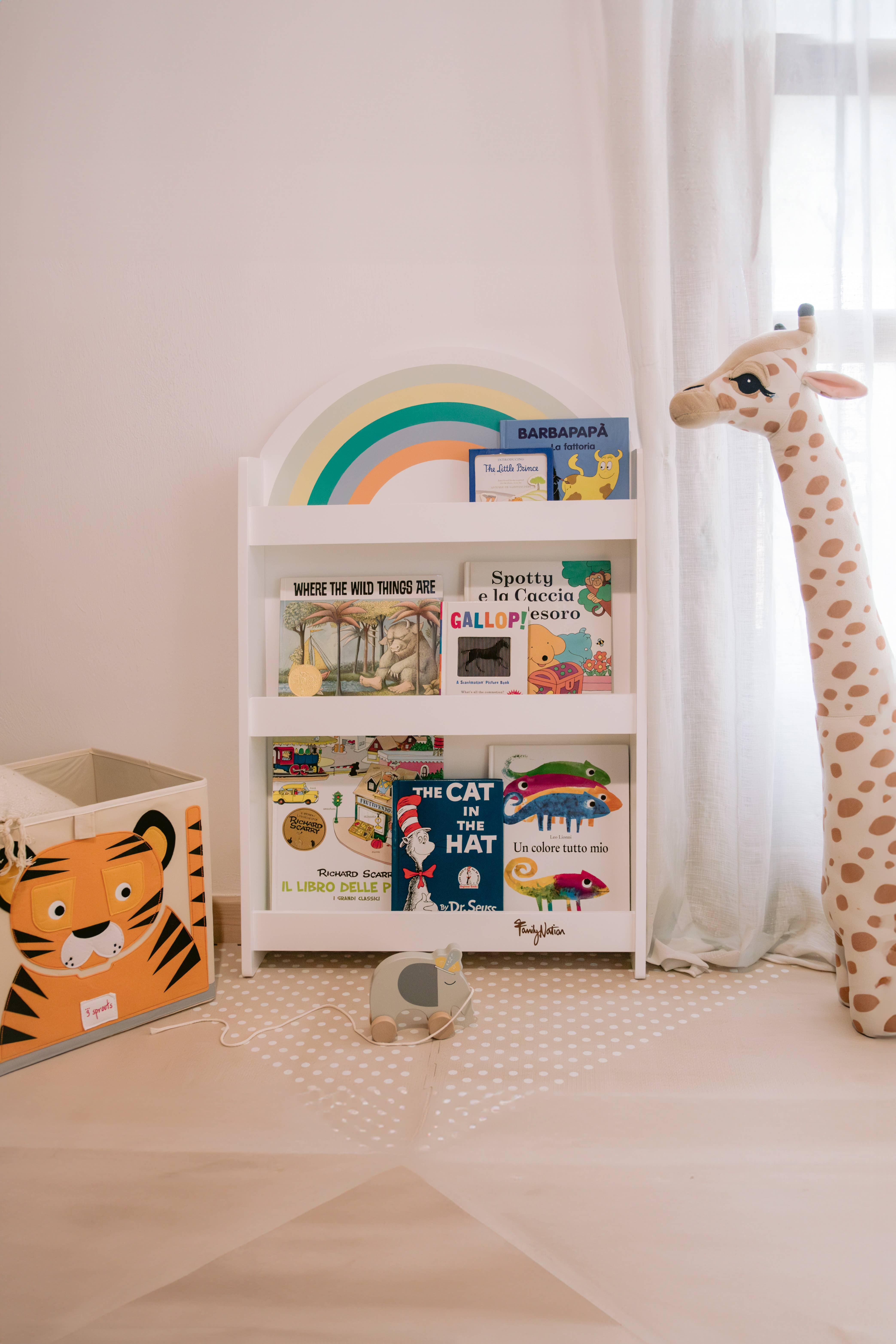 Family Nation - Wholesale Bookcase - Montessori Rainbow Front-Facing Bookshelf