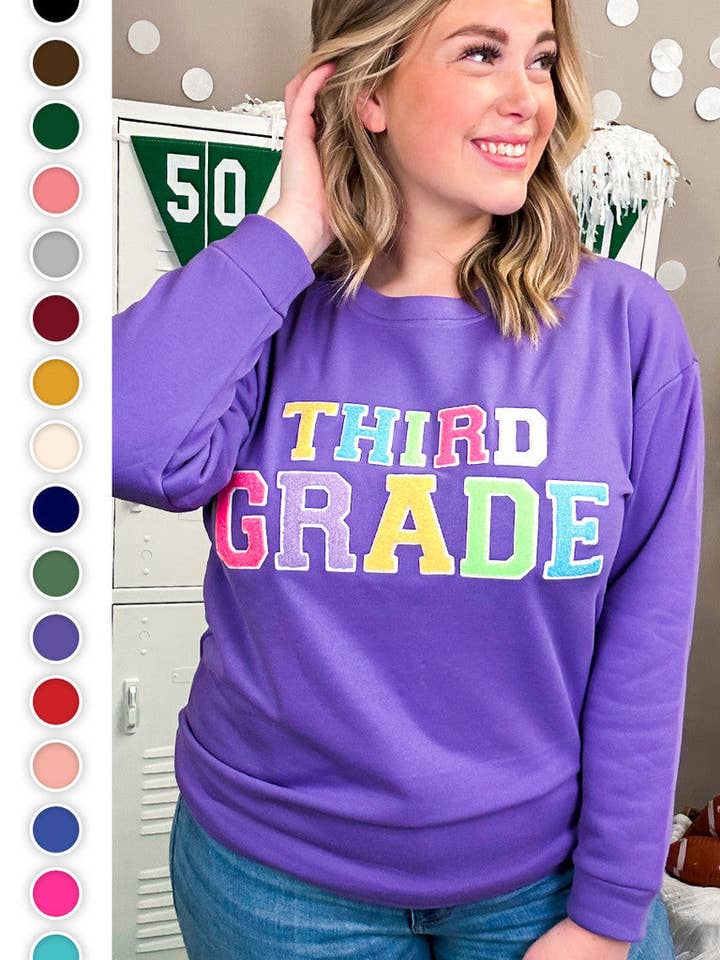Soft Chenille Grade Level Sweatshirt for wholesale by Sugar Stitch