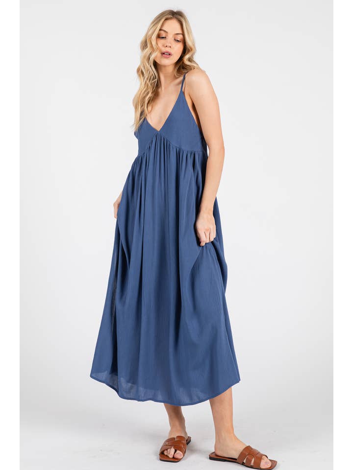 Final Touch - Wholesale Dress - Women's - Deep V-Neck Baby Doll Cami Dress - ND41046