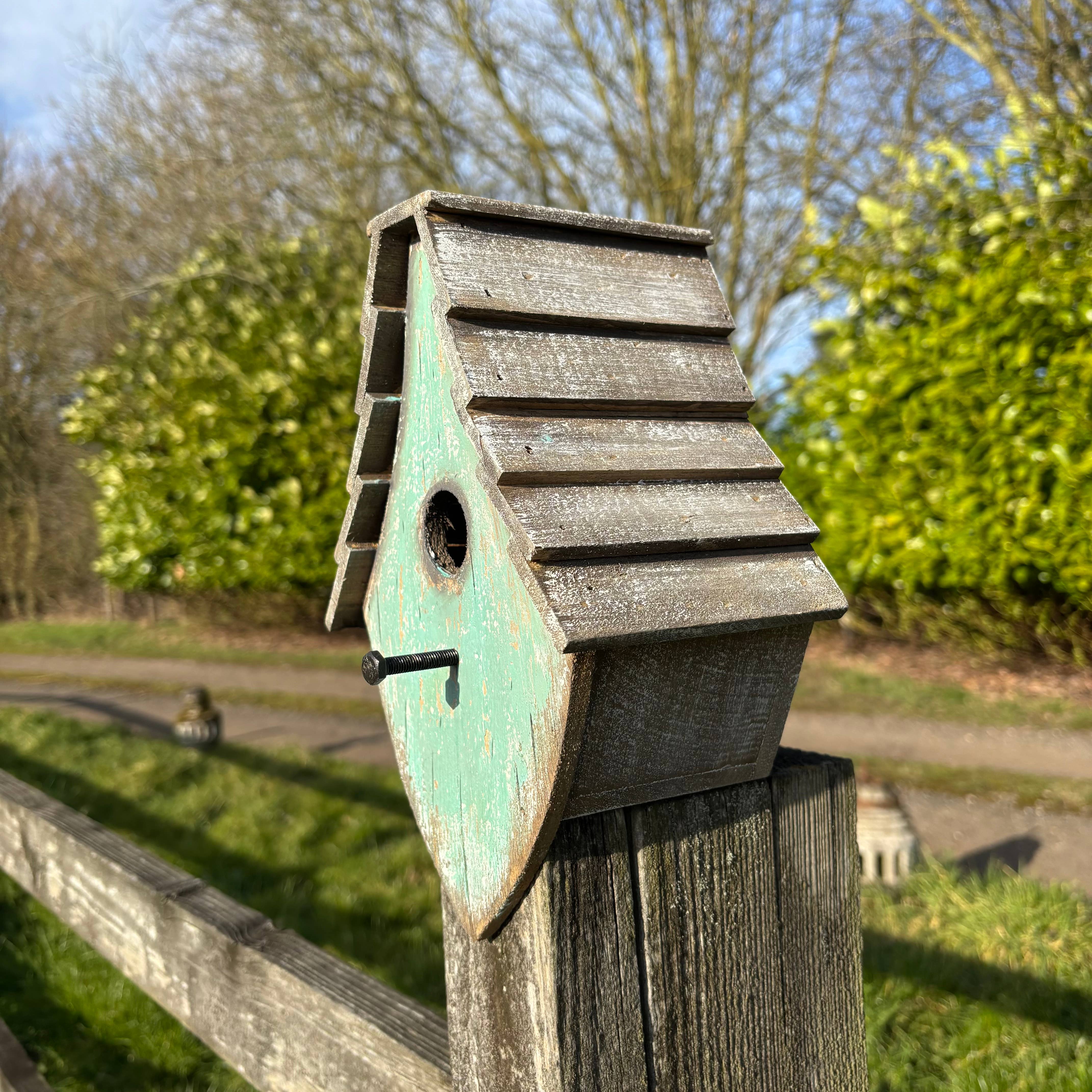 Originals International Ltd - Wholesale Bird House - Rustic Hand-Painted Wooden Bird house – Distressed Green6