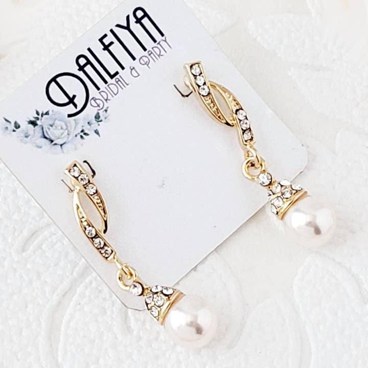 Dalfiya - Venta al por mayor Juegos de joyas - Conjunto clásico de collar y aretes colgantes para novia7