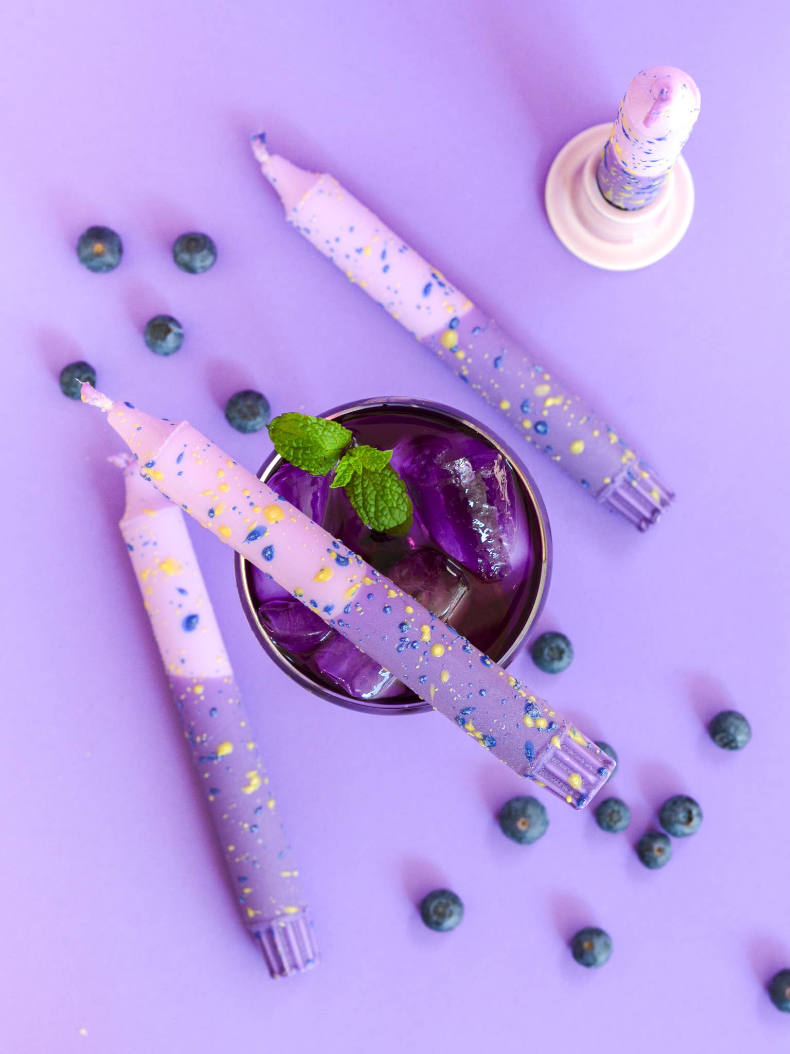 Nordtrice - Wholesale Tapered Candle/Candlestick - Taper candles- Summer Party / Purple Grapes & Confetti7