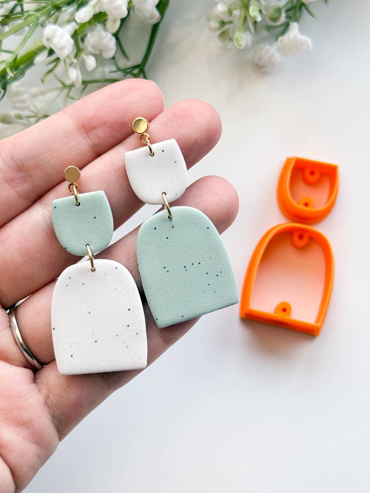 Ensemble Duo Arches avec guides de perçage, découpeurs d'argile PCC1595 pour la vente par Tera Clay