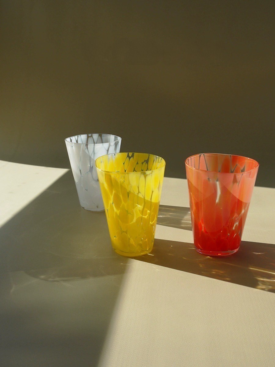 INSPECIAL HOME - Wholesale Drinking Glass/Cup - Mouth-blown Coloured Monochrome Spot Cups Case Of 107