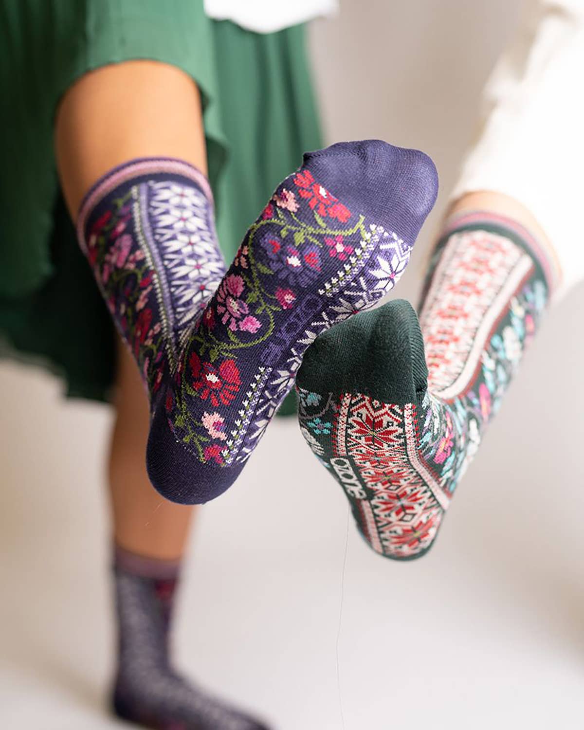 Scandinavian Specialties - Vente Chaussettes – femme - Chaussettes ras du cou Ozone à rubans floraux pour femmes3