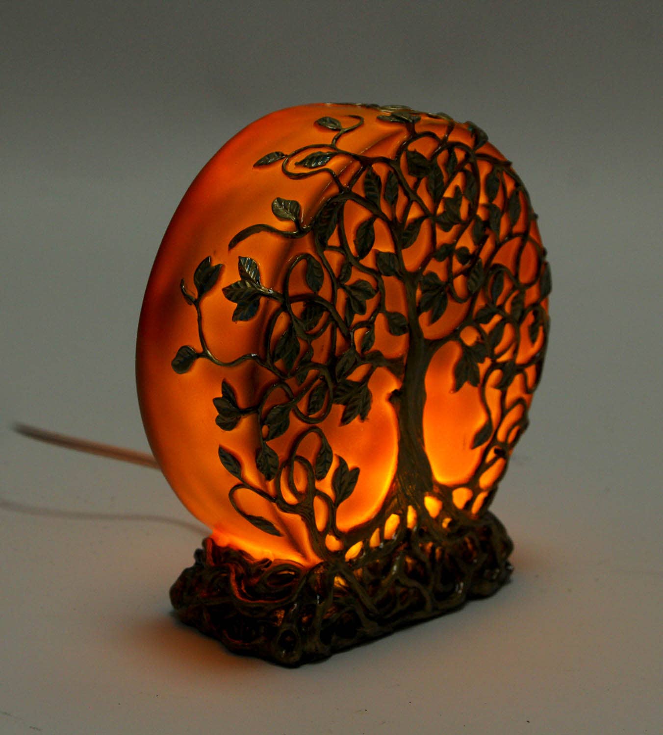 Zeckos – wholesale Accent/desk lamp – Orange Tree of Life Plug-In Small Table Lamp 6.5 inch2