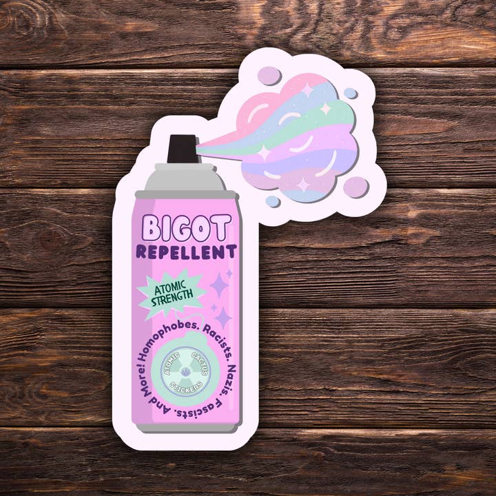 Bigot Afweersticker | Anti-Haat Vinylsticker | 3" x 4" | Sociale Rechtvaardigheidsproteststicker | Queer Bondgenoot Cadeau | Politieke Sticker voor wholesale door Atomic Cactus Stickers