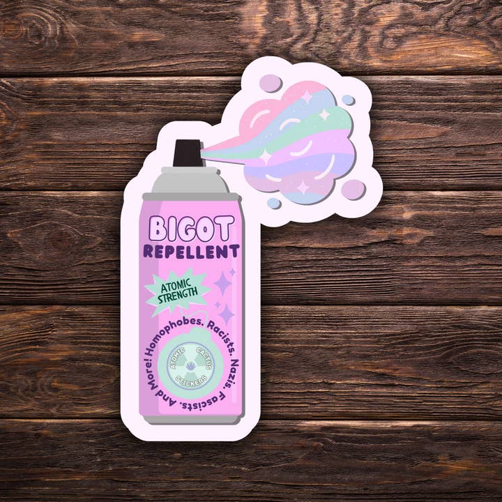 Adesivo Repellente per Bigotti | Adesivo in Vinile Anti-Odio | 3" x 4" | Adesivo di Protesta per la Giustizia Sociale | Regalo per Alleati Queer | Adesivo Politico per la vendita all'ingrosso da parte di Atomic Cactus Stickers