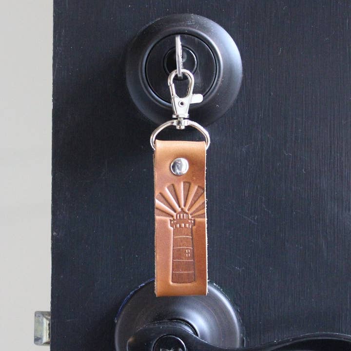 Mermaid and Sailor - Wholesale Keychain - Unisex - Lighthouse Brown Leather Keychain Key Fob Ring Ocean Theme